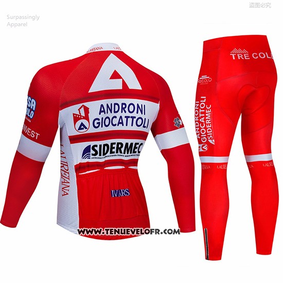 2019 Maillot Ciclismo Androni Giocattoli Rouge Blanc Manches Longues et Cuissard